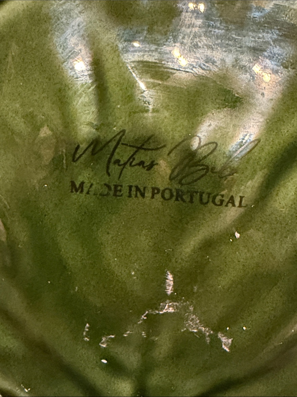 Matias Belo Green Cabbage Plates Hand Painted Made in Portugal, Two Dishes - Picture 5 of 12